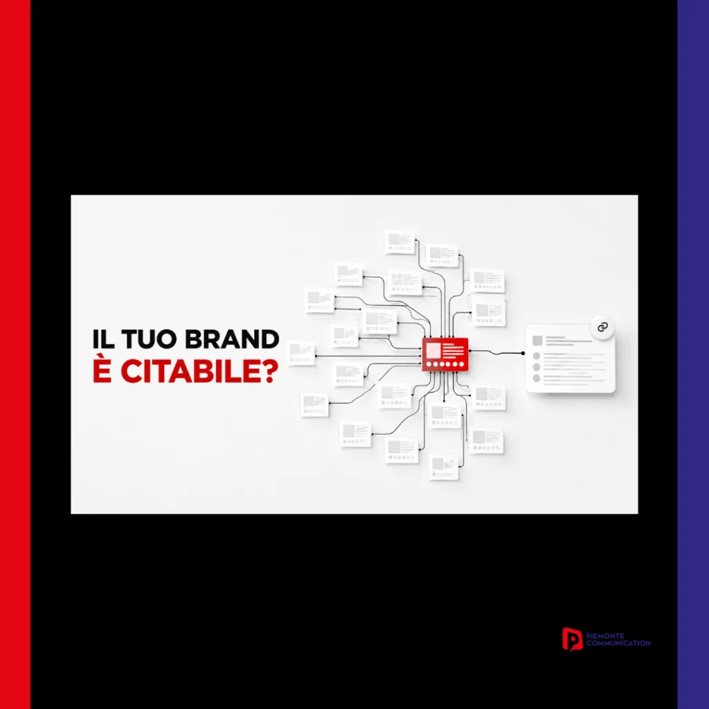 Fonti digitali collegate a una risposta AI con la domanda “Il tuo brand è citabile?”